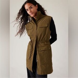 Athleta Olive Green Utility Long Vest